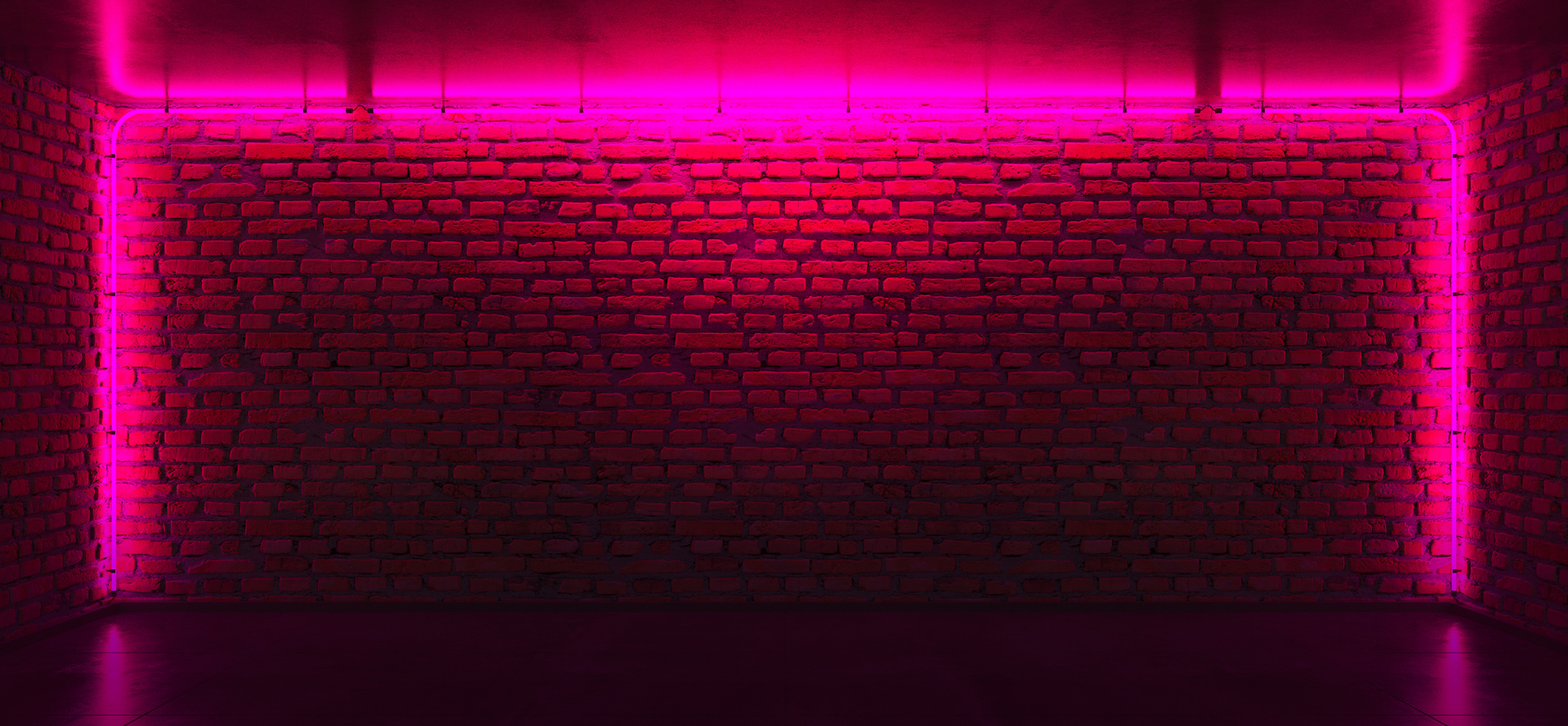 Brick Wall Background with Neon Light